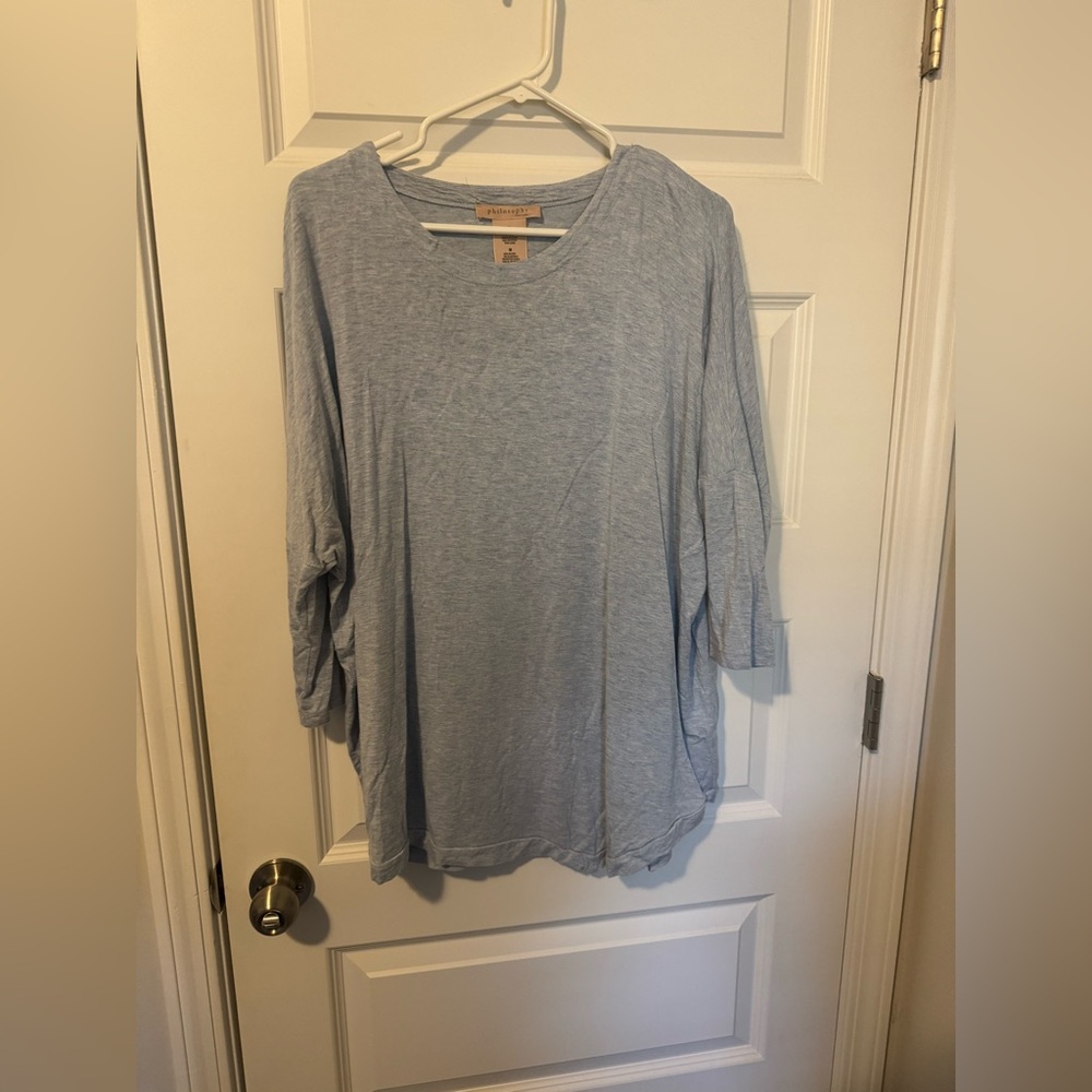 Philosophy Light Blue 3/4 Sleeve Top